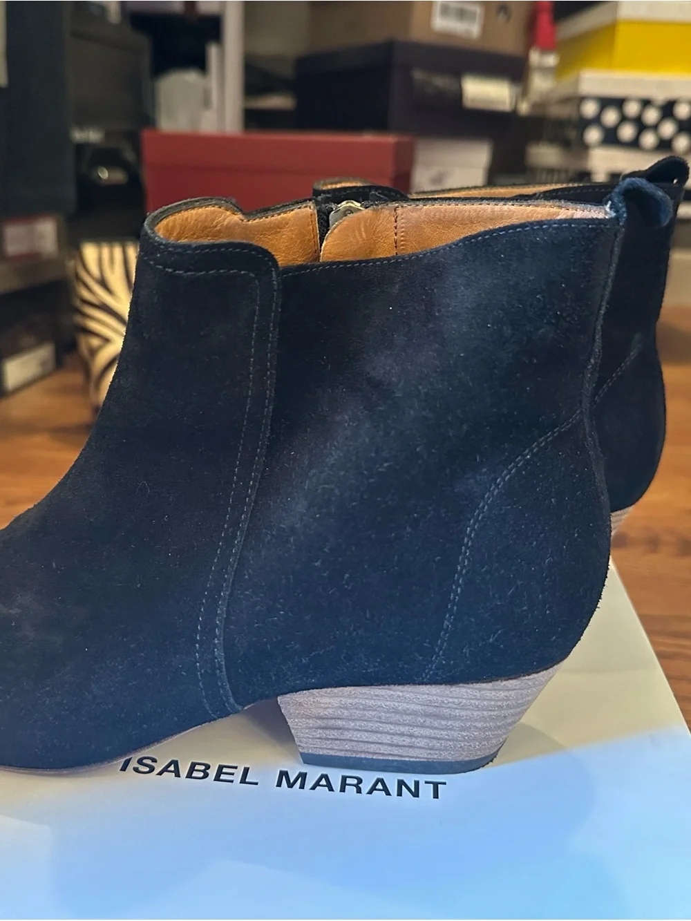 Isabel Marant Black Suede Zip Ankle Booties